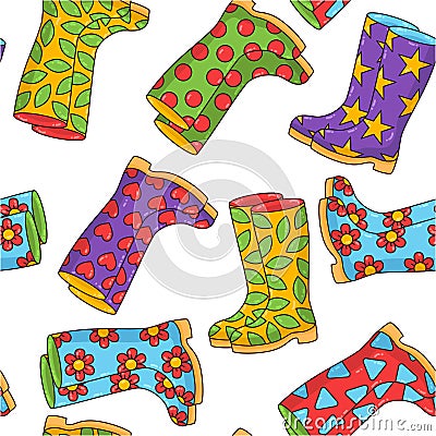 Rubber boots seamless vector pattern Vector Illustration